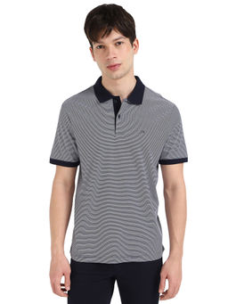 Calvin Klein - Navy Blue Stripes Regular Fit Polo T-Shirt