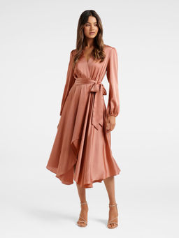Forever New - Marilyn Satin Wrap Midi Dress With Belt