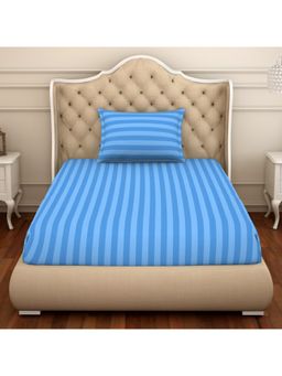 SPACES - Skyrise 100% Single Bedsheet-Sky Blue with 1 Pillow Cover (Set of 2)