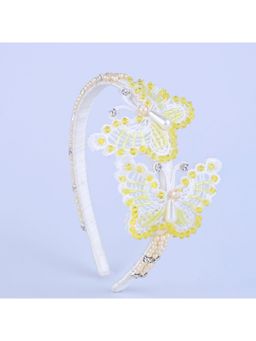 Choko - Yellow Beaded Butterfly Hairband for Girls