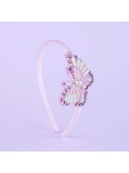 Choko - Pink Butterfly-Shaped Hairband with Pearls