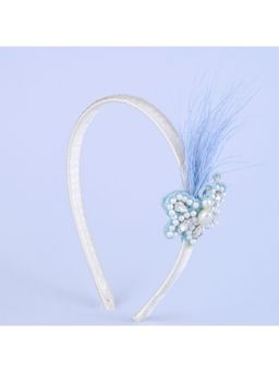 Choko - Blue Hairband with Feather & Pearl Detail