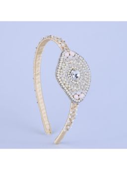 Choko - Beige Pearl Encrusted Hairband for Girls