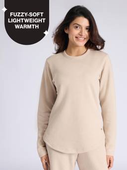 Nykd by Nykaa - Fuzzy-soft Full Sleeve Warm Rib Textured Top With Flattering Hem NYS976 Oatmeal