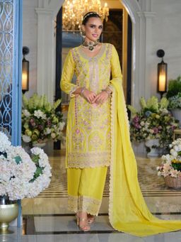Autumnlane - Yellow Farz Sunshine Full Heavy Work Kurta with Pant and Dupatta
