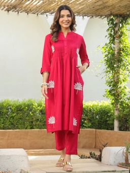 Autumnlane - Nabha Red Embroidered Kurta with Pant