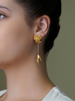 Joules By Radhika - Gold Ember Bud Long Dangle Earrings