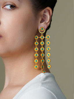Joules By Radhika - Green Zyrune Chandeliers Earrings