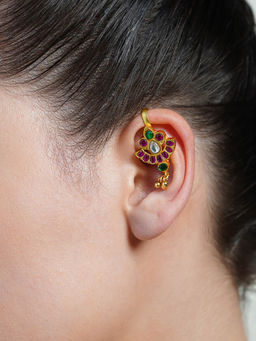 Joules By Radhika - Multi-Color Petal Gem Ear Cuff Earrings