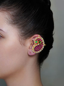 Joules By Radhika - Pink Mango Gem Ear Cuff Earrings