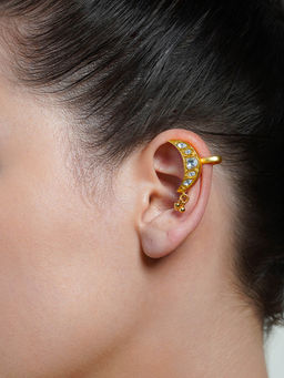 Joules By Radhika - White Moonlight Crescent Ear Cuff Earrings