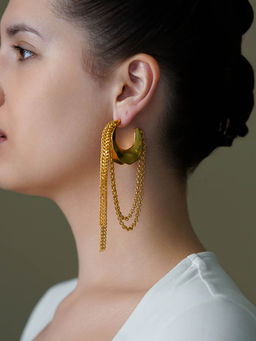 Joules By Radhika - Gold Hammered Fringe Dangler Earrings