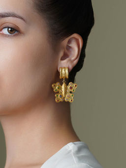 Joules By Radhika - Multi-Color Gold Flair Butterfly Drop Earrings