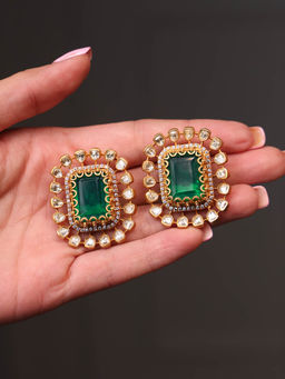 Joules By Radhika - Green Enchanted Emerald Royale Stud Earrings