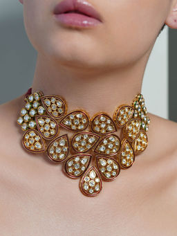 Joules By Radhika - White Amber Bloom Teardrop Necklace