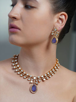 Joules By Radhika - Purple Noor Glow Necklace with Earrings