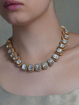 Joules By Radhika - Lustra Halo White Polki Necklace