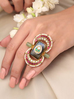 Joules By Radhika - Multi-Color Meenakari Royale Ring