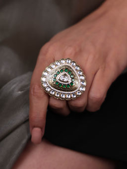 Joules By Radhika - Stone and Green Enamel Ring