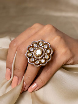 Joules By Radhika - White Floral Stone Ring