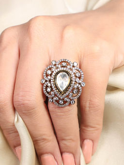 Joules By Radhika - White Pearl Drop Stone Ring