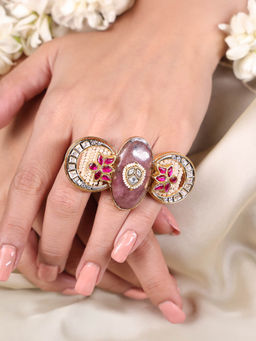 Joules By Radhika - Pink Ruby Blossom Stone Ring