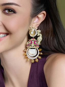 Joules By Radhika - Multi-Color Radiant Royal Peacock Earrings