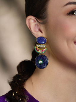 Joules By Radhika - Multi-Color Majestic Sapphire Enamel Earrings