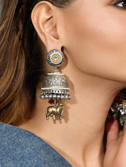 Joules By Radhika - Tavisha Silver Jhumka Earrings