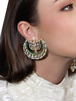 Joules By Radhika - White Mintara Crescent Chandbali Earrings