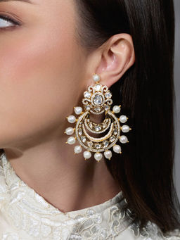 Joules By Radhika - White Sovereign Pearl Chandbali Earrings