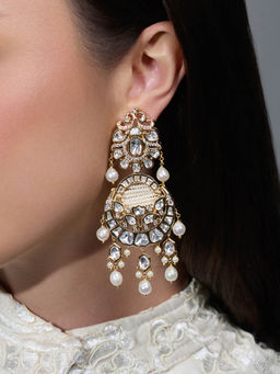 Joules By Radhika - White Tassel Aura Pearl Earrings