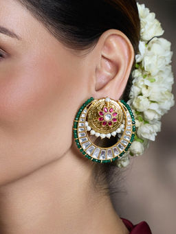 Joules By Radhika - Multi-Color Majestic Bloom Chandbali Earrings