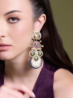 Joules By Radhika - Multi-Color Zayra Meena Dangler Earrings