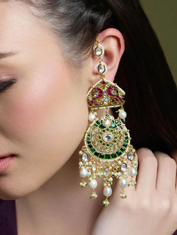 Joules By Radhika - Multi-Color Royale Stone Chandbali Earrings