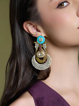 Joules By Radhika - Aura Turquoise Stud Chandbali Earrings
