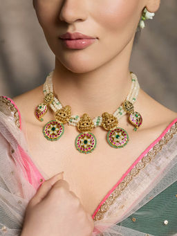 Joules By Radhika - Multi-Color Ethnic Beaded Pendant Necklace