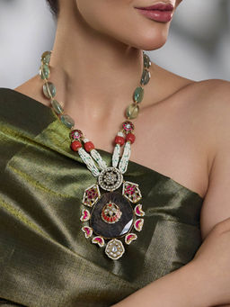 Joules By Radhika - Multi-Color Royal Blue Stone Pendant Necklace