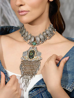 Joules By Radhika - Green Agnika Spear Pendant Necklace