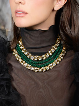 Joules By Radhika - Regal Aura Green Polki Necklace