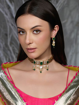 Joules By Radhika - Multi-Color Imperial Green Radiance Necklace with Earrings