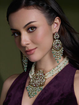 Joules By Radhika - Multi-Color Beaded Bridal Necklace with Earrings