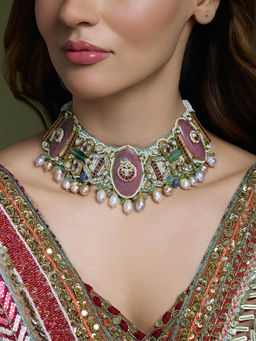 Joules By Radhika - Multi-Color Zareen Polki Bridal Necklace