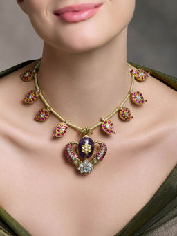 Joules By Radhika - Multi-Color Stone Temple Necklace