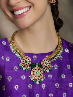 Joules By Radhika - Multi-Color Stone Floral Necklace