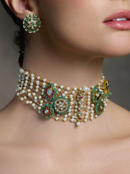 Joules By Radhika - Multi-Color Regal Pearl Necklace with Earrings