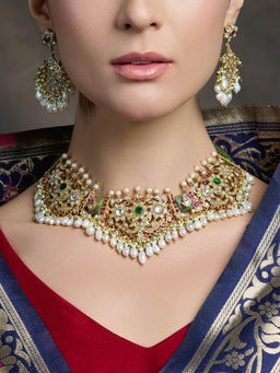 Joules By Radhika - Multi-Color Verdant Elegance Necklace with Earrings