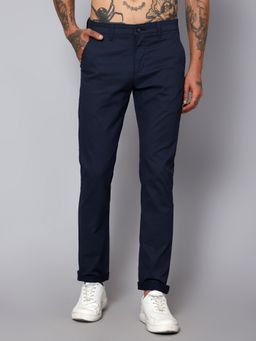 Cantabil - Men Navy Blue Casual Trouser