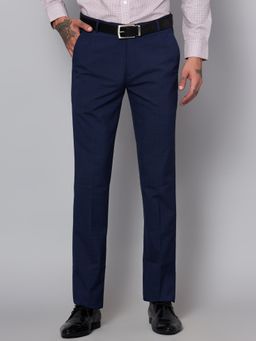 Cantabil - Men Navy Blue Formal Trouser