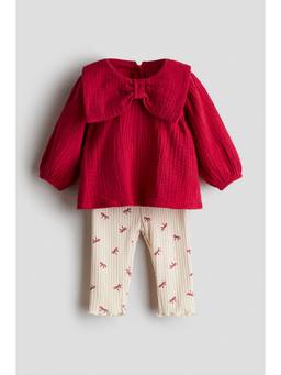 H&M - Girls Red 2-Piece Blouse and Leggings